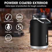 BAUMR-AG 3.8L Double Wall Insulated Stainless Steel Water Bottle, Drink Jug with Handle, Black V219-DRWDWIBM38KA