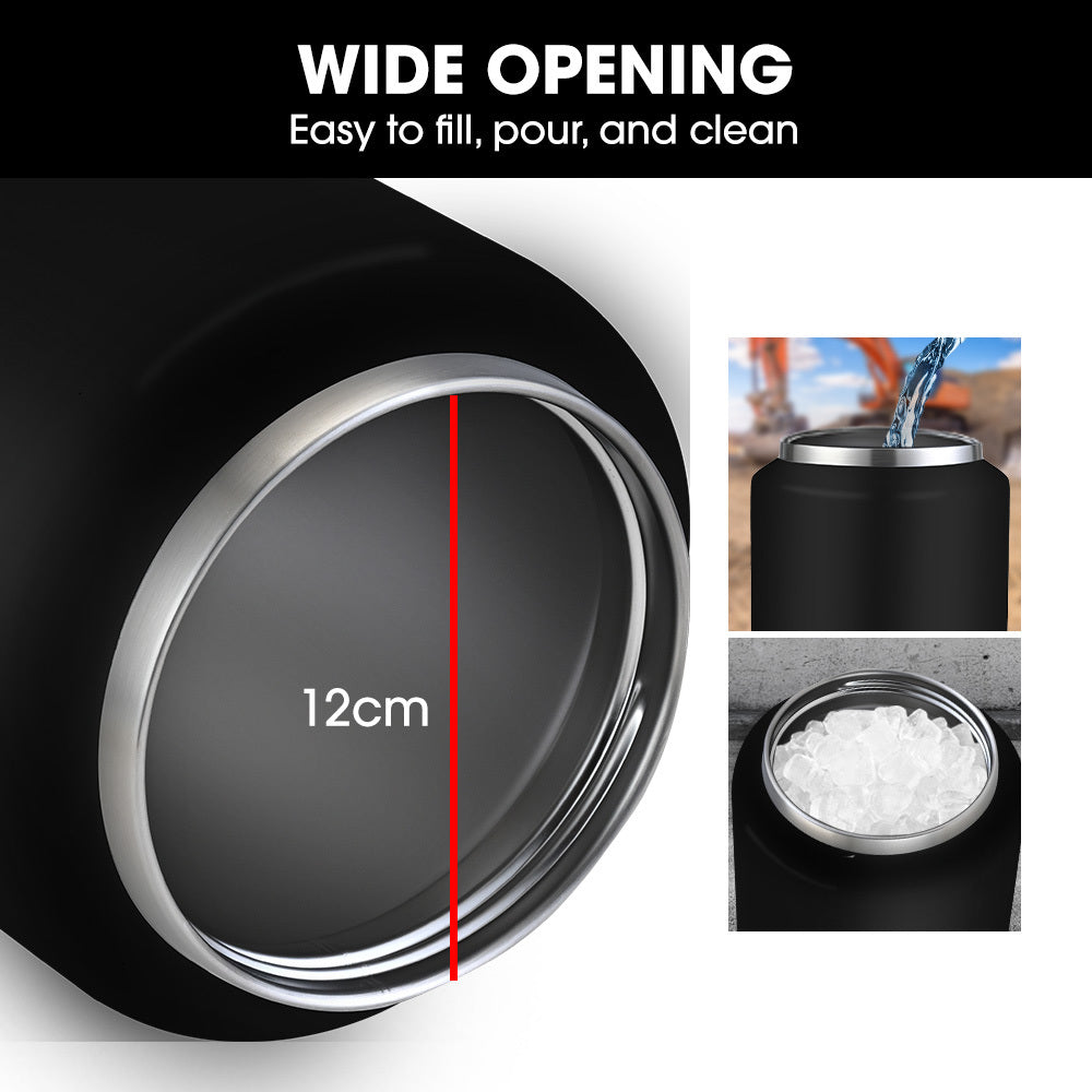 BAUMR-AG 3.8L Double Wall Insulated Stainless Steel Water Bottle, Drink Jug with Handle, Black V219-DRWDWIBM38KA