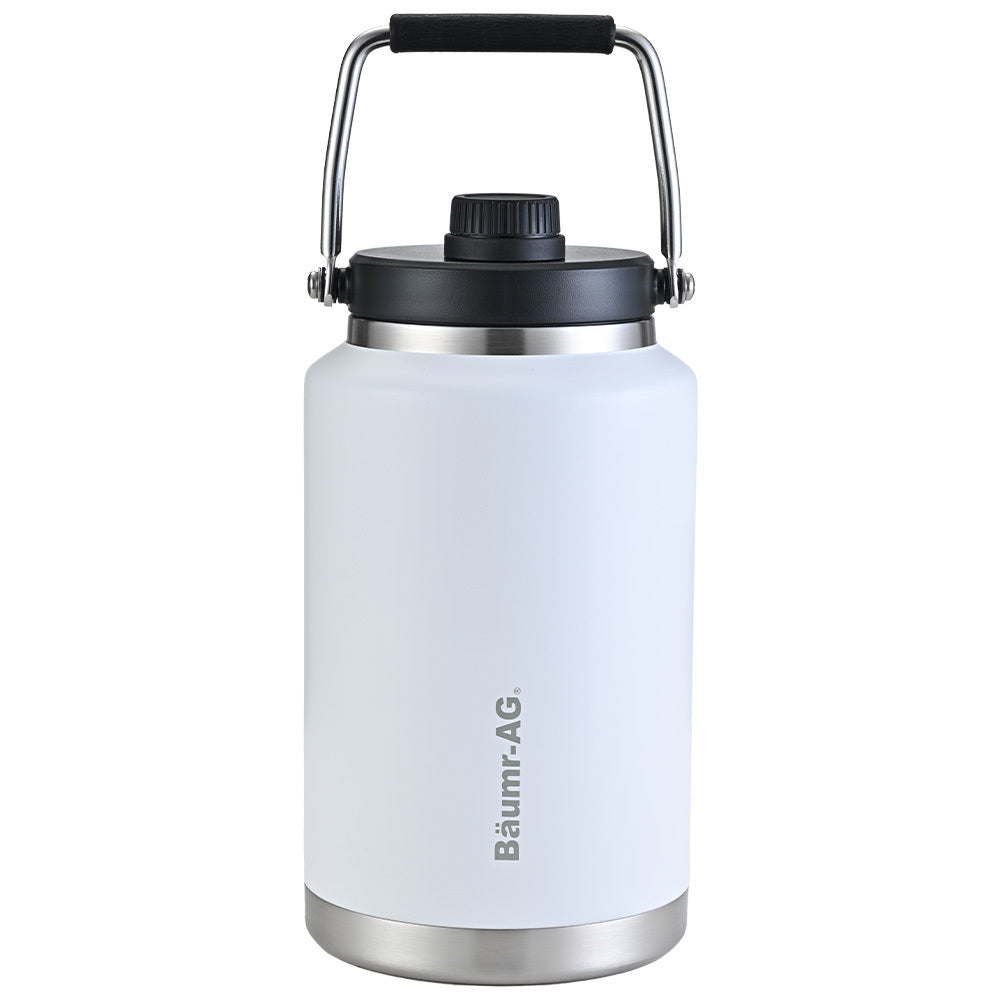 Baumr-AG 3.8L Double Wall Insulated Stainless Steel Water Bottle, Drink Jug with Handle, White V219-DRWDWIBM38WA