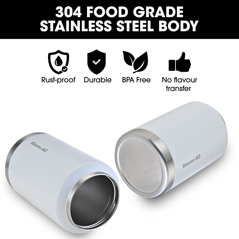 Baumr-AG 3.8L Double Wall Insulated Stainless Steel Water Bottle, Drink Jug with Handle, White V219-DRWDWIBM38WA