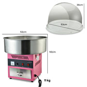 EUROCHEF 1100W Commercial Fairy Floss Machine, Cotton Candy Maker with Bubble Cover V219-ECFDFLCM9A