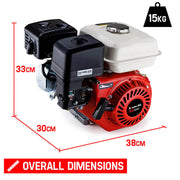 Baumr-AG 6.5HP Petrol Stationary Engine Motor 4-Stroke OHV Horizontal Shaft Recoil Start V219-ENGPTLBMRC20R