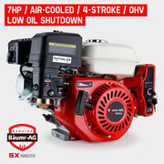 Baumr-AG 7HP Petrol Engine Stationary Motor OHV Horizontal Shaft Electric Start 4-stroke V219-ENGPTLBMRC21E