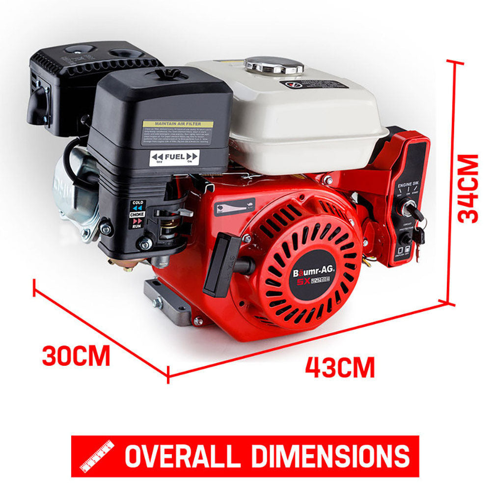 Baumr-AG 7HP Petrol Engine Stationary Motor OHV Horizontal Shaft Electric Start 4-stroke V219-ENGPTLBMRC21E