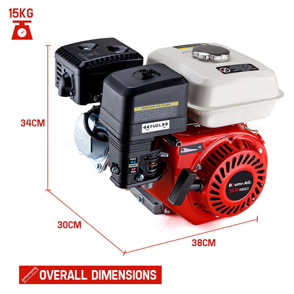 Baumr-AG 7HP Petrol Stationary Engine OHV 4-Stroke Horizontal Shaft Replacement Motor V219-ENGPTLBMRC21R