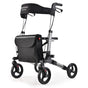 EQUIPMED Foldable Aluminium Walking Frame Rollator with Bag and Seat, Silver V219-EQHCRL10A