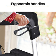 EQUIPMED Foldable Aluminium Walking Frame Rollator with Bag and Seat, Silver V219-EQHCRL10A