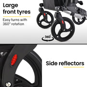 EQUIPMED Foldable Aluminium Walking Frame Rollator with Bag and Seat, Silver V219-EQHCRL10A