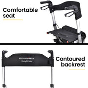 EQUIPMED Foldable Aluminium Walking Frame Rollator with Bag and Seat, Silver V219-EQHCRL10A