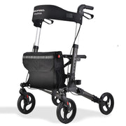 EQUIPMED Foldable Aluminium Walking Frame Rollator with Bag and Seat, Titanium Colour V219-EQHCRL11A