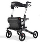 EQUIPMED Foldable Aluminium Walking Frame Rollator with Bag and Seat, Titanium Colour V219-EQHCRL11A