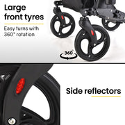 EQUIPMED Foldable Aluminium Walking Frame Rollator with Bag and Seat, Titanium Colour V219-EQHCRL11A