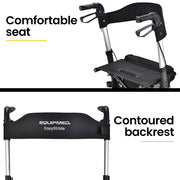 EQUIPMED Foldable Aluminium Walking Frame Rollator with Bag and Seat, Titanium Colour V219-EQHCRL11A