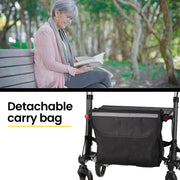 EQUIPMED Foldable Aluminium Walking Frame Rollator with Bag and Seat, Titanium Colour V219-EQHCRL11A