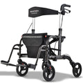 EQUIPMED 2-in-1 Foldable Aluminium Walking Frame Rollator and Transit Wheelchair with Bag, Titanium colour V219-EQHCRL21A