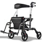 EQUIPMED 2-in-1 Foldable Aluminium Walking Frame Rollator and Transit Wheelchair with Bag, Titanium colour V219-EQHCRL21A