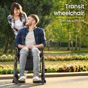 EQUIPMED 2-in-1 Foldable Aluminium Walking Frame Rollator and Transit Wheelchair with Bag, Titanium colour V219-EQHCRL21A
