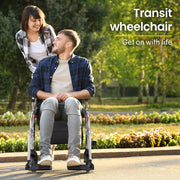 EQUIPMED 2-in-1 Folding Rollator Wheelchair Adjustable Mobility Walker w/ Park Brakes & Bag, Silver V219-EQHCRL22A