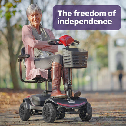 EQUIPMED Electric Mobility Scooter Portable Folding for Elderly Older Adult, SmartRider Black & Red V219-EQMOHC06A