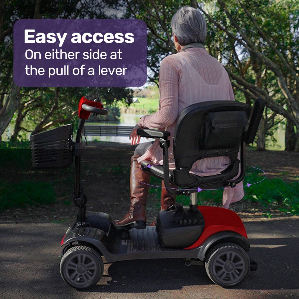 EQUIPMED Electric Mobility Scooter Portable Folding for Elderly Older Adult, SmartRider Black & Red V219-EQMOHC06A