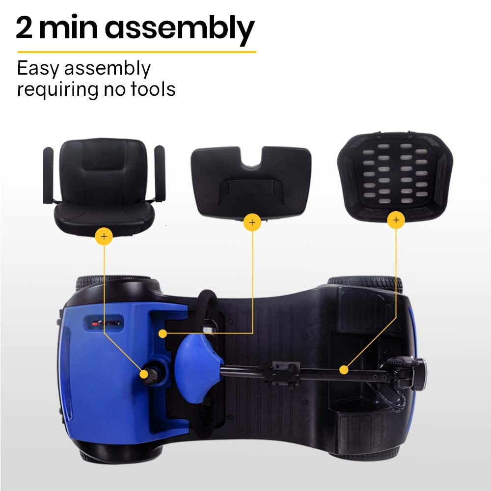 EQUIPMED Electric Mobility Scooter Portable Folding for Elderly Older Adult, SmartRider Black & Blue V219-EQMOHC07A