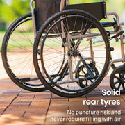EQUIPMED 24 Inch Folding Wheelchair Lightweight Portable for Elderly and Disabled, Grey V219-EQWRHC05A
