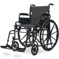 EQUIPMED 24 Inch Folding Wheelchair with Park Brakes, 136kg Capacity, 51cm Wide Seat, Black V219-EQWRHC07A