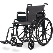 EQUIPMED 24 Inch Folding Wheelchair with Park Brakes, 136kg Capacity, 51cm Wide Seat, Black V219-EQWRHC07A