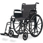 EQUIPMED 24 Inch Folding Wheelchair with Park Brakes, 136kg Capacity, 51cm Wide Seat, Black V219-EQWRHC07A