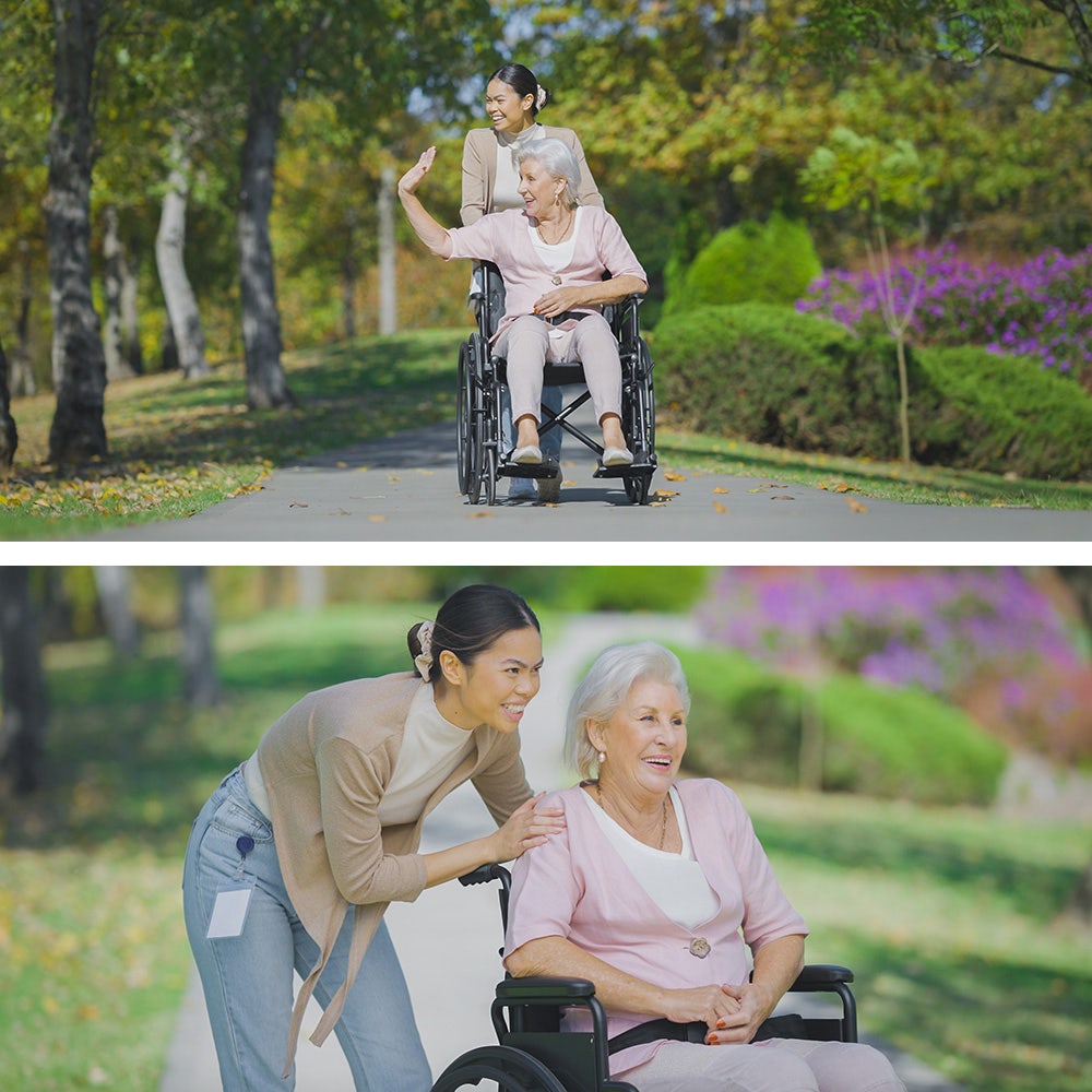 EQUIPMED 24 Inch Folding Wheelchair with Park Brakes, 136kg Capacity, 51cm Wide Seat, Black V219-EQWRHC07A