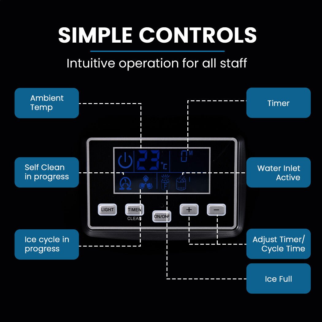 POLYCOOL Commercial Ice Maker Machine, up to 35kg/24hr, Timer & Self Cleaning Programs V219-FDSICMPY35KA