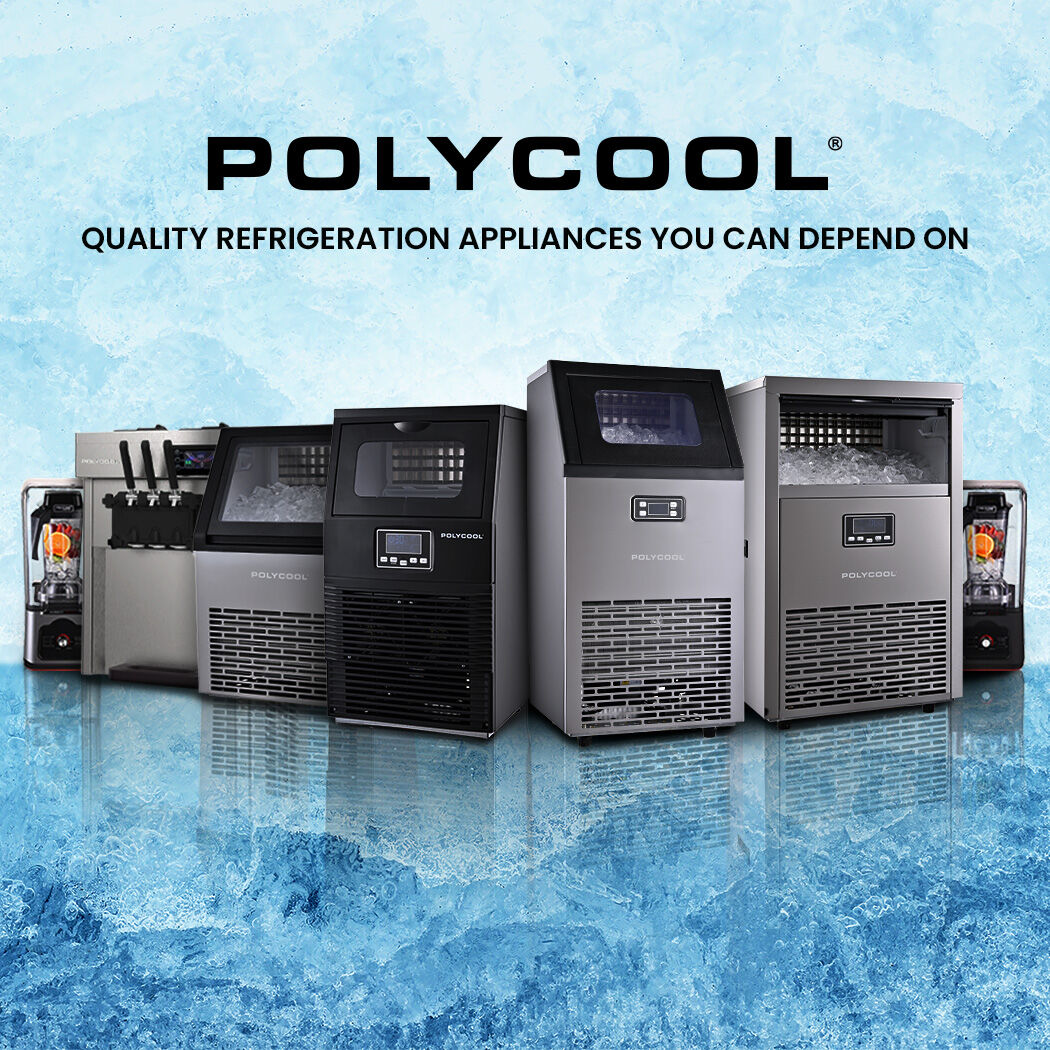 POLYCOOL Commercial Ice Maker Machine, up to 35kg/24hr, Timer & Self Cleaning Programs V219-FDSICMPY35KA
