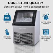 POLYCOOL Commercial Ice Maker Machine, up to 45kg/24hr, Timer & Self Cleaning Programs V219-FDSICMPY45KA