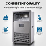 POLYCOOL Commercial Ice Maker Machine, up to 75kg/24hr, Timer & Self Cleaning Programs V219-FDSICMPY75KA