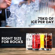 POLYCOOL Commercial Ice Maker Machine, up to 75kg/24hr, Timer & Self Cleaning Programs V219-FDSICMPY75KA
