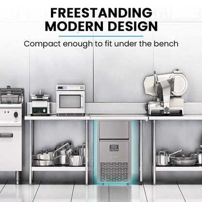 POLYCOOL Commercial Ice Maker Machine, up to 75kg/24hr, Timer & Self Cleaning Programs V219-FDSICMPY75KA