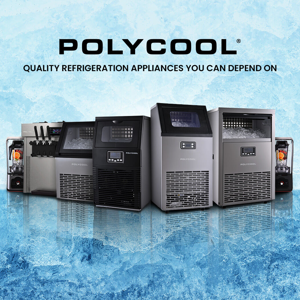 POLYCOOL Commercial Ice Maker Machine, up to 75kg/24hr, Timer & Self Cleaning Programs V219-FDSICMPY75KA