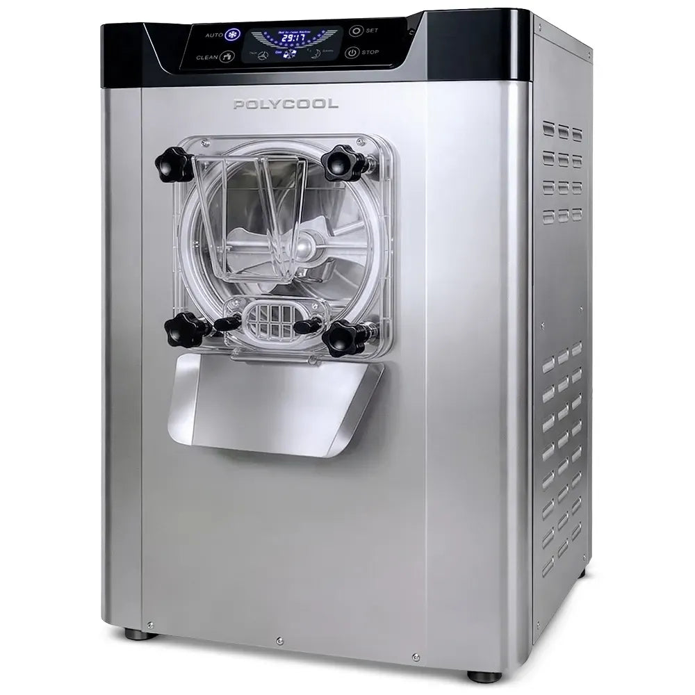 POLYCOOL Commercial 4L Benchtop Hard Ice Cream and Gelato Machine, 16L/hr output, 1400W, Stainless Steel, V219-FDSICMPYG20A
