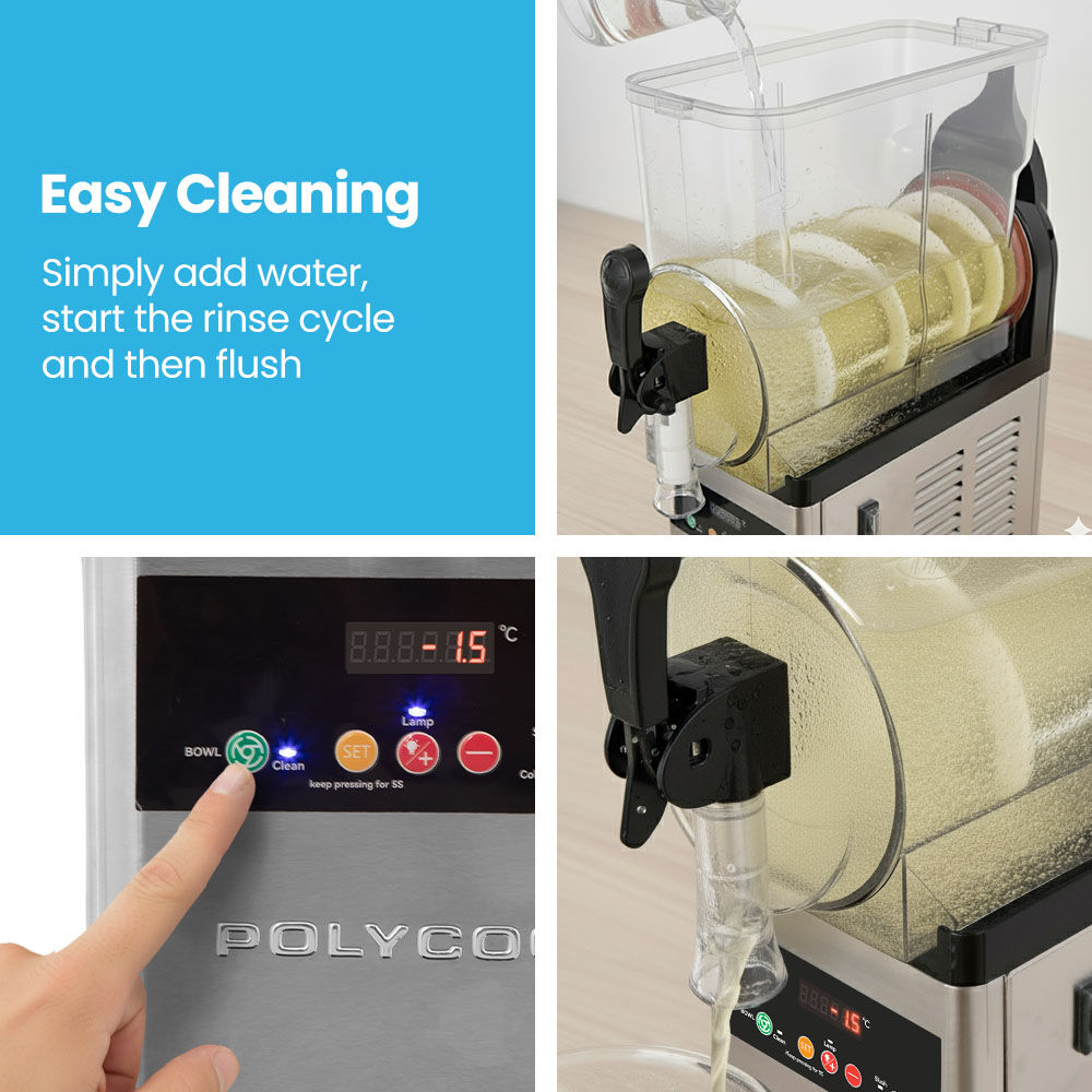 POLYCOOL 12L Single Tank Commercial Slush Machine, Digital Control Panel, SAA Approved, Juice and Frozen V219-FDSSLSPY12LB