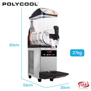 POLYCOOL 12L Single Tank Commercial Slush Machine, Digital Control Panel, SAA Approved, Juice and Frozen V219-FDSSLSPY12LB
