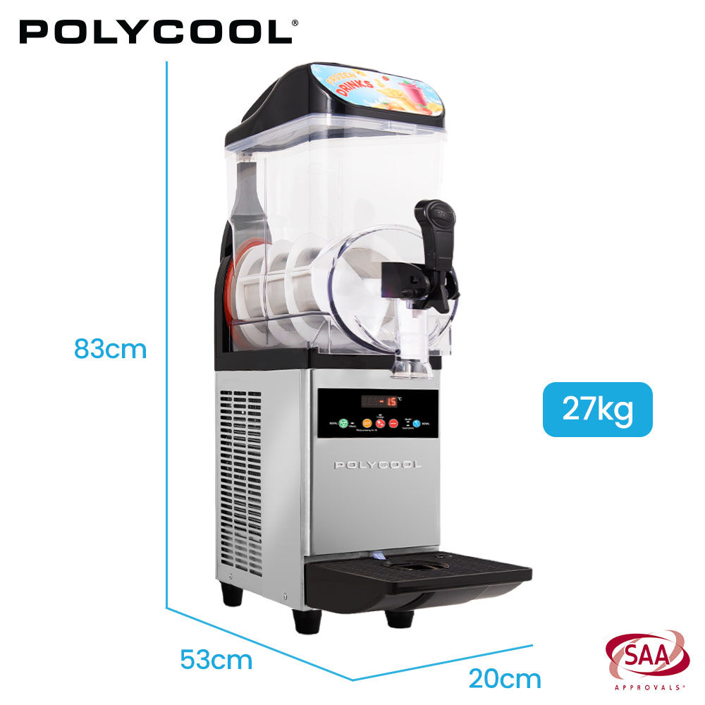 POLYCOOL 12L Single Tank Commercial Slush Machine, Digital Control Panel, SAA Approved, Juice and Frozen V219-FDSSLSPY12LB