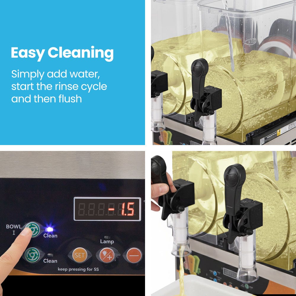 POLYCOOL 24L Double Tank Commercial Slush Machine, Digital Control Panel, SAA Approved, Juice and Frozen V219-FDSSLSPY24LB