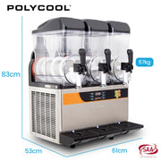 POLYCOOL 36L Triple Tank Commercial Slush Machine, Digital Control Panel, SAA Approved, Juice and Frozen V219-FDSSLSPY36LB