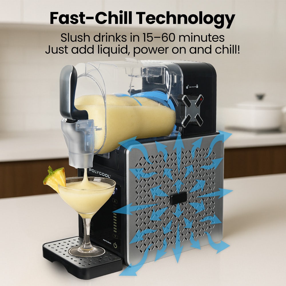 POLYCOOL 3L Slushie Frozen Drink Maker, Home Slush Machine, Fast Chilling, Easy Digital Controls V219-FDSSLSPYD2LA