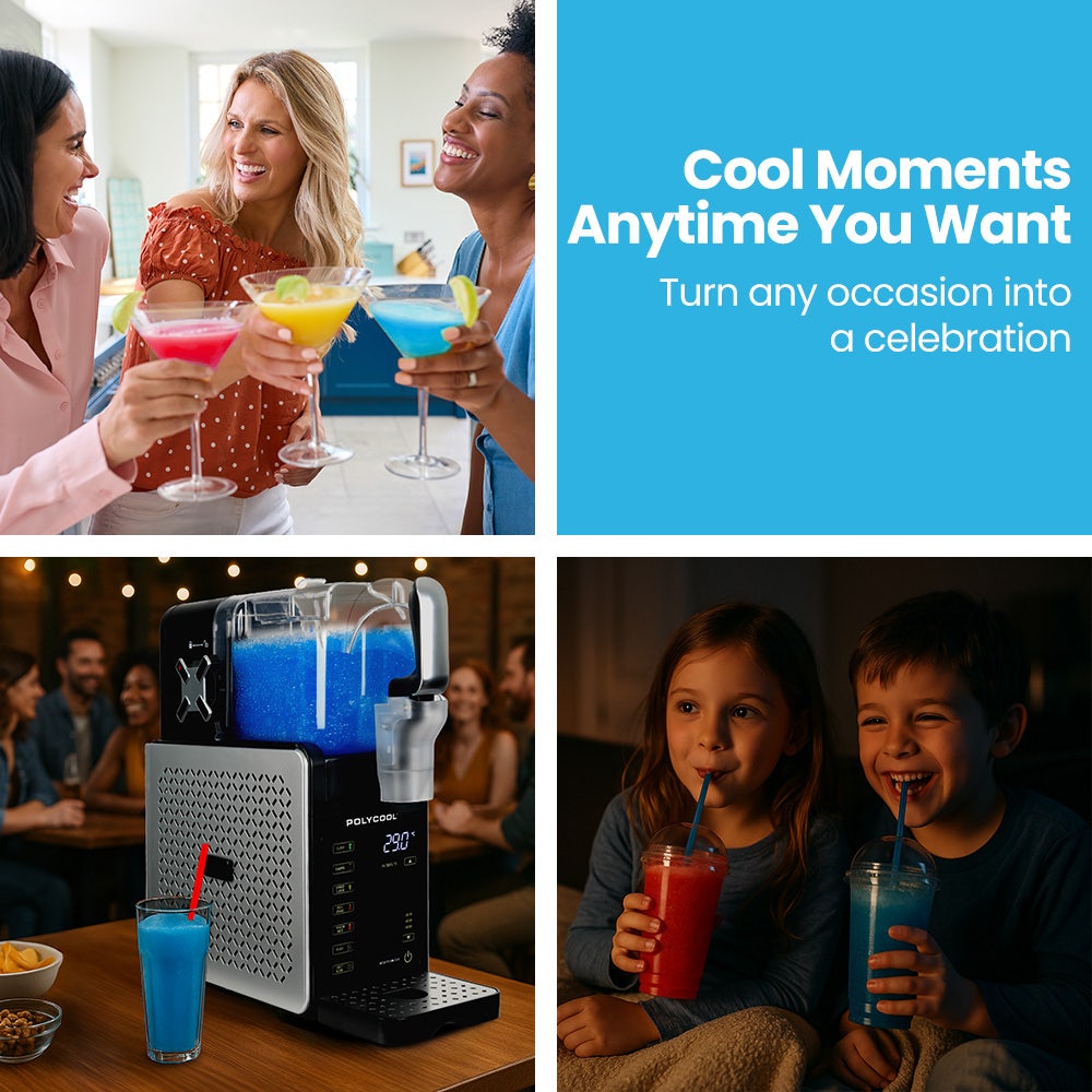 POLYCOOL 3L Slushie Frozen Drink Maker, Home Slush Machine, Fast Chilling, Easy Digital Controls V219-FDSSLSPYD2LA