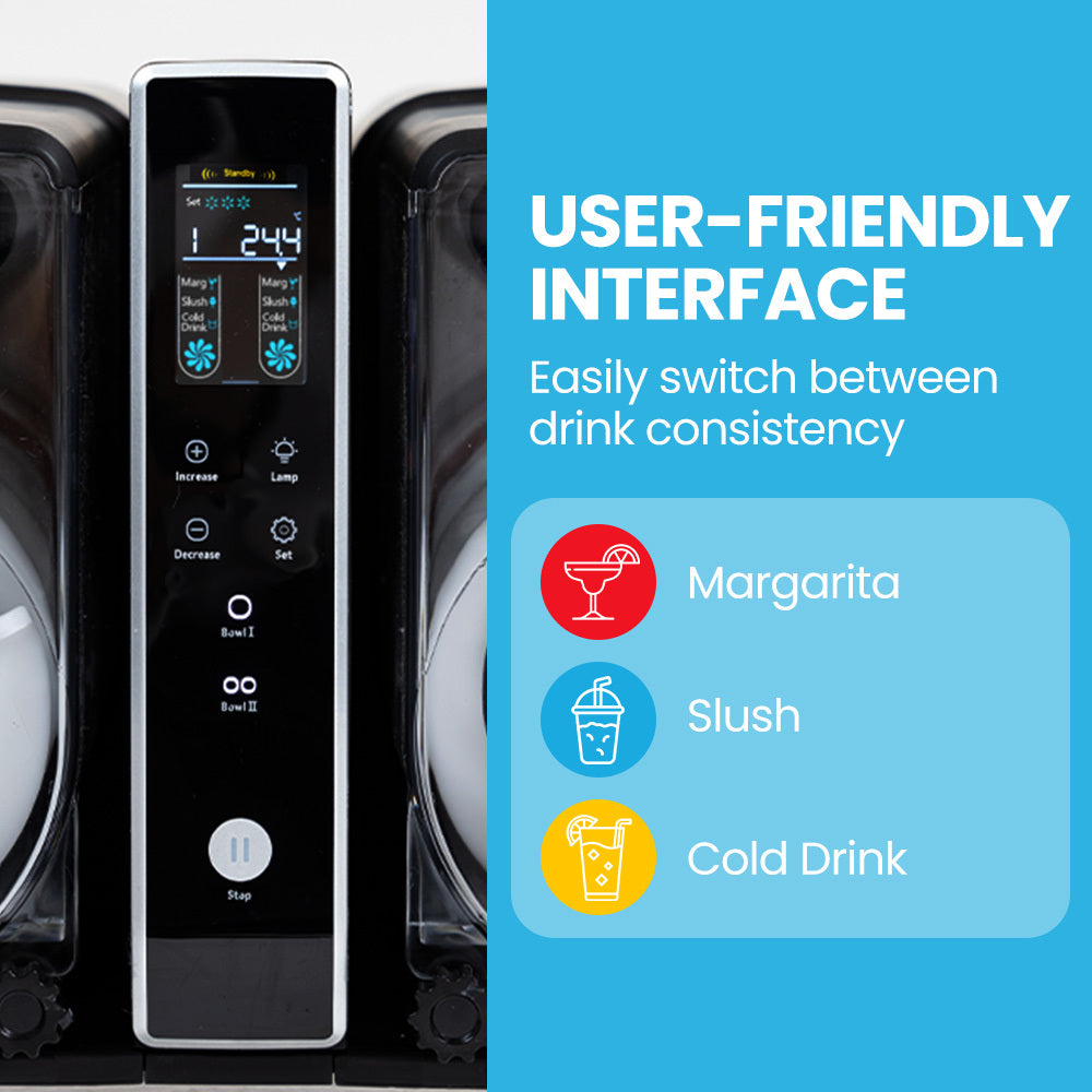 POLYCOOL 6L Double Tank Slushie Machine, Independent Digital Control Slushy Maker V219-FDSSLSPYD6LA
