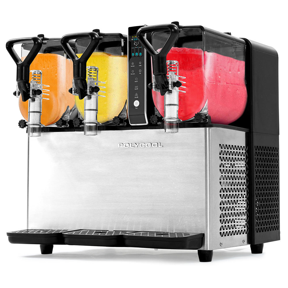 POLYCOOL 9L Triple Tank Slushie Machine, Independent Digital Control Slushy Maker V219-FDSSLSPYD9LA