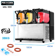 POLYCOOL 9L Triple Tank Slushie Machine, Independent Digital Control Slushy Maker V219-FDSSLSPYD9LA