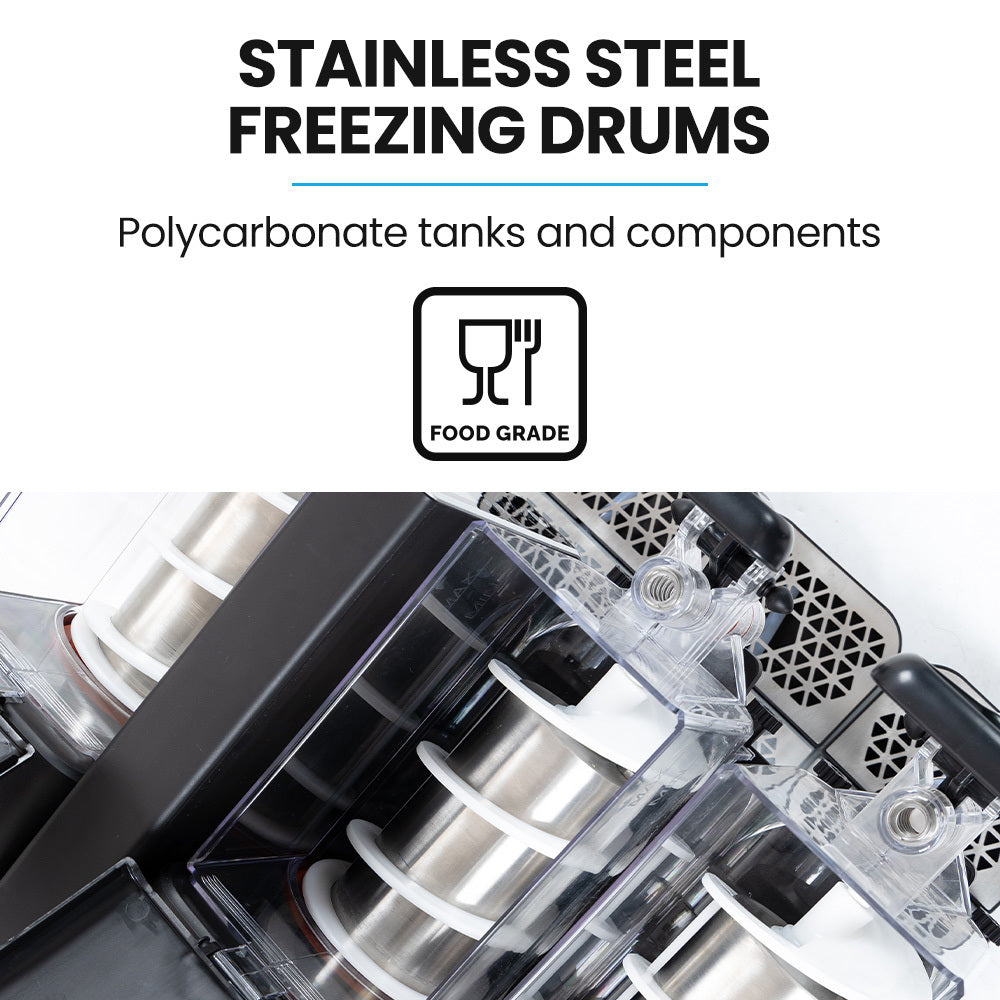 POLYCOOL 9L Triple Tank Slushie Machine, Independent Digital Control Slushy Maker V219-FDSSLSPYD9LA