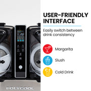 POLYCOOL 9L Triple Tank Slushie Machine, Independent Digital Control Slushy Maker V219-FDSSLSPYD9LA